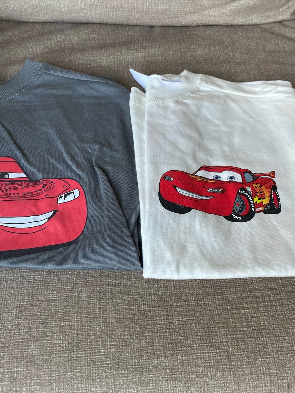 Zara Cars Lightning McQueen Kids T-Shirt Bundle- Red Graphic on White and Gray